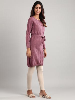 purple synthetic straight kurta - 17613304 - Standard Image - 2