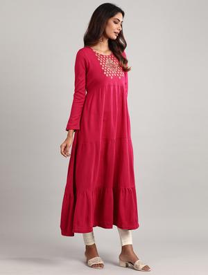 self design tiered kurta - 17613305 - Standard Image - 2
