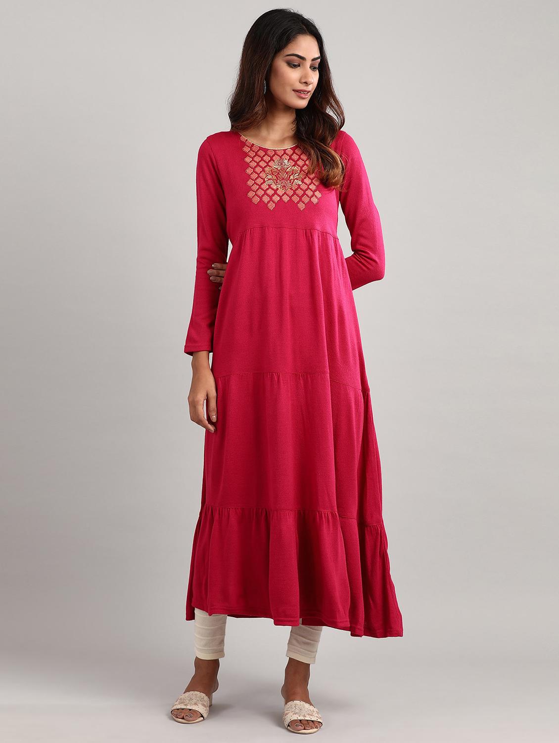 self design tiered kurta - 17613305 - Zoom Image - 1