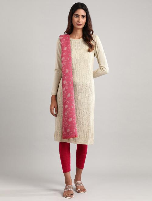 beige synthetic straight kurta - 17613306 - Standard Image - 1