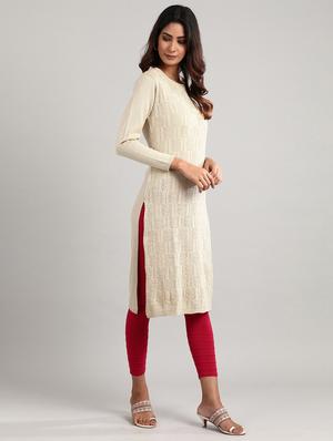 beige synthetic straight kurta - 17613306 - Standard Image - 2