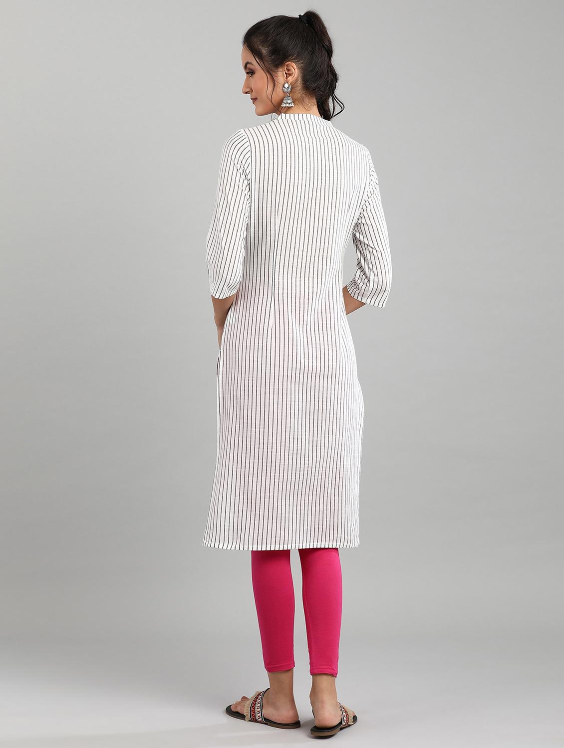 striped straight kurta - 17613312 - Zoom Image - 3