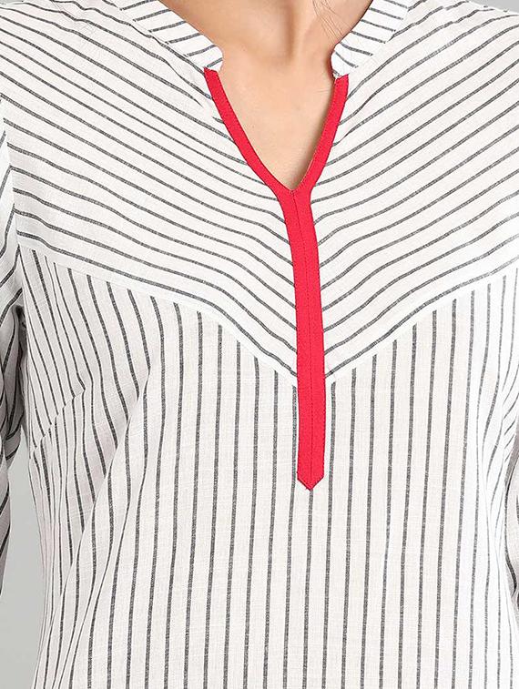 striped straight kurta - 17613312 - Zoom Image - 4