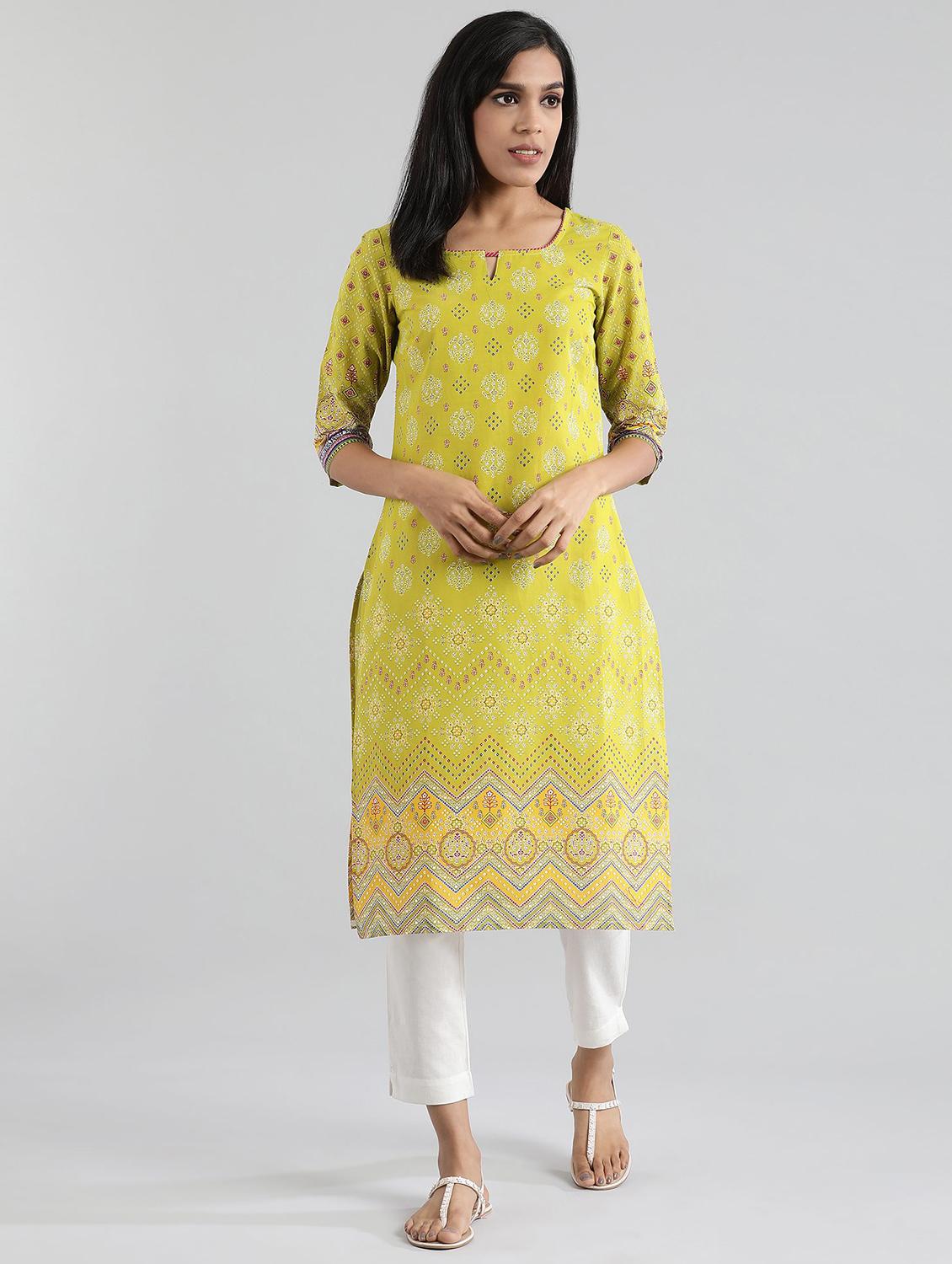 printed straight kurta - 17613318 - Zoom Image - 1