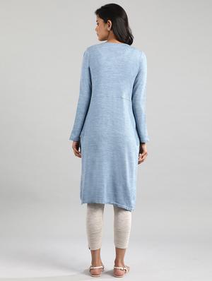 blue synthetic straight kurta - 17613324 - Standard Image - 3