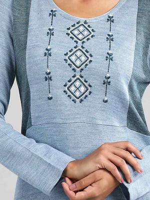 blue synthetic straight kurta - 17613324 - Standard Image - 4