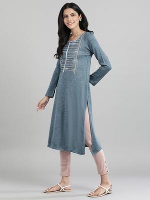 green synthetic straight kurta - 17613326 - Standard Image - 2