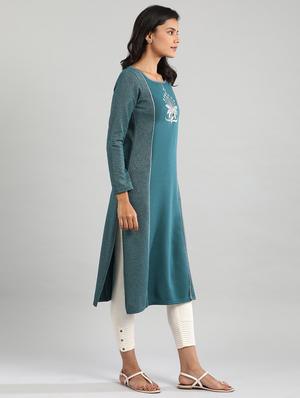 green straight kurta - 17613332 - Standard Image - 2