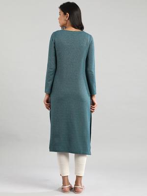 green straight kurta - 17613332 - Standard Image - 3