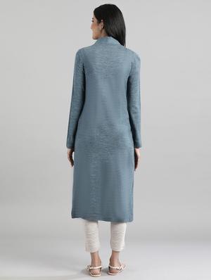 grey synthetic layered kurta - 17613341 - Standard Image - 3