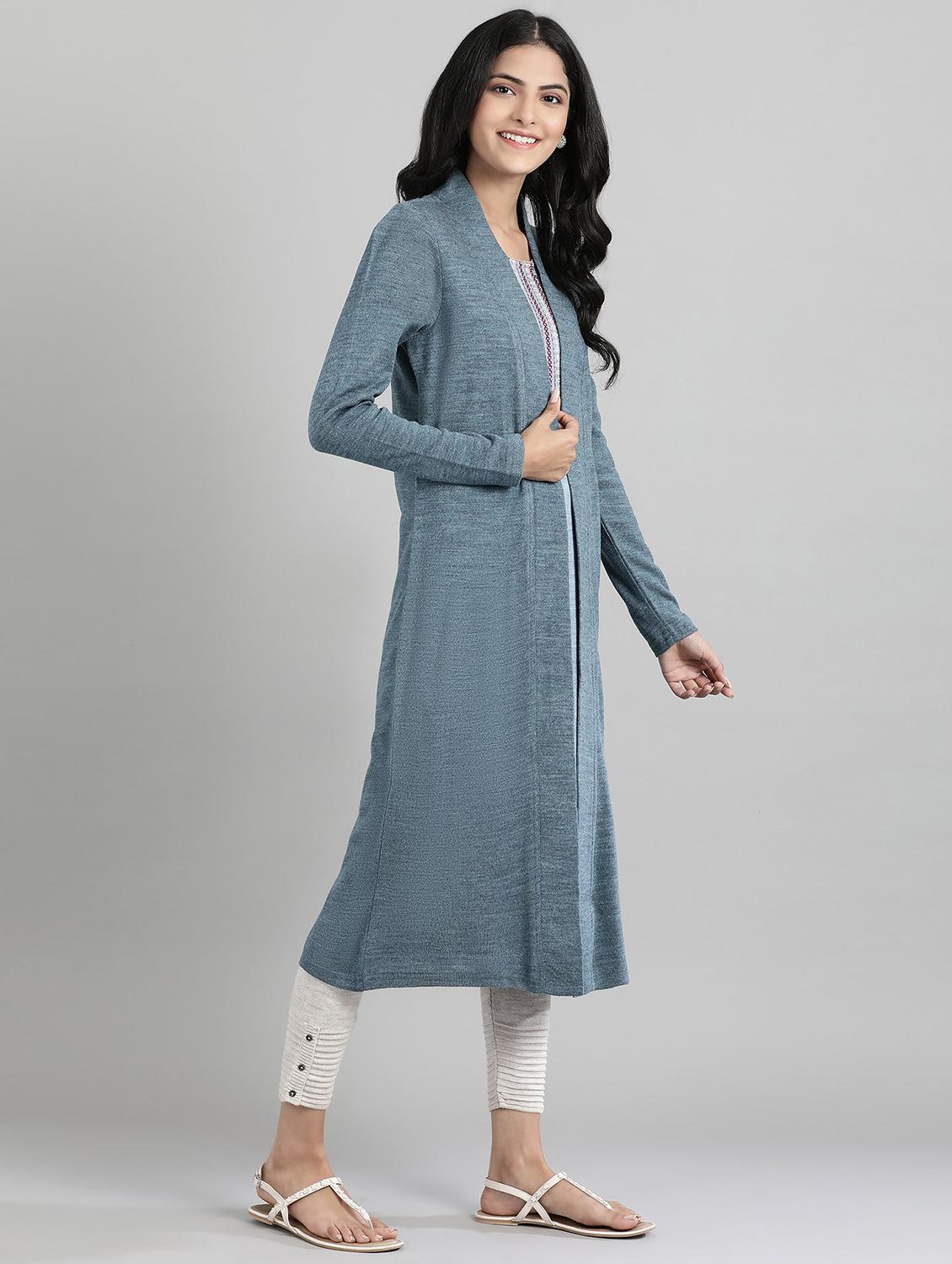 grey synthetic layered kurta - 17613341 - Zoom Image - 2