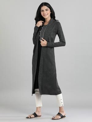 grey synthetic layered kurta - 17613342 - Standard Image - 2