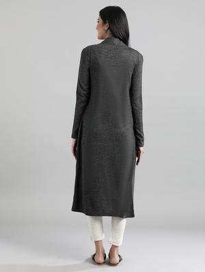 grey synthetic layered kurta - 17613342 - Standard Image - 3