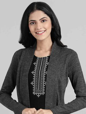 grey synthetic layered kurta - 17613342 - Standard Image - 4