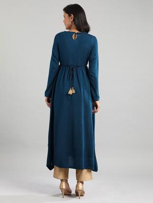 teal synthetic aline kurta - 17613343 - Standard Image - 3