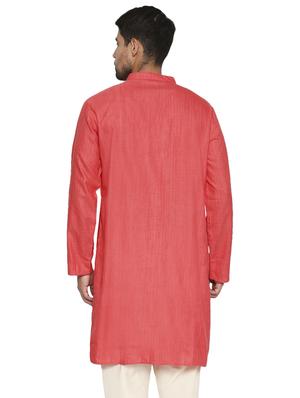 coral solid linen long kurtas kurta - 17613548 - Standard Image - 3