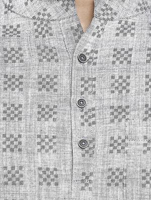 grey self design short kurta - 17613552 - Standard Image - 5