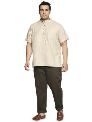 plus beige solid short kurta - 17613560 - Standard Image - 4