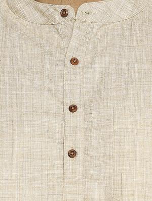 plus beige solid short kurta - 17613560 - Standard Image - 5