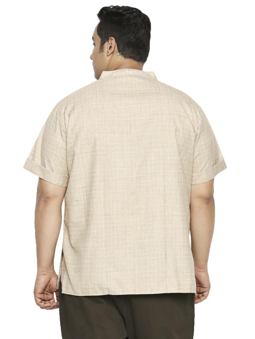 plus beige solid short kurta - 17613560 - Zoom Image - 3