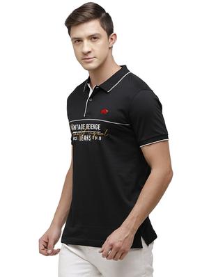 black printed polo t-shirt - 17613634 - Standard Image - 2