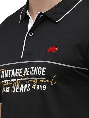 black printed polo t-shirt - 17613634 - Standard Image - 5