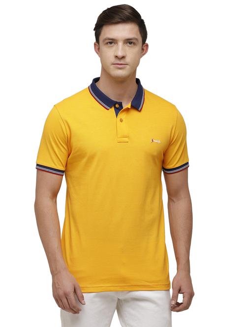 yellow solid polo t-shirt - 17613636 - Standard Image - 1