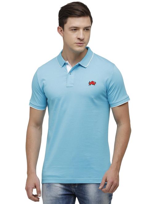 blue solid polo t-shirt - 17613637 - Standard Image - 1