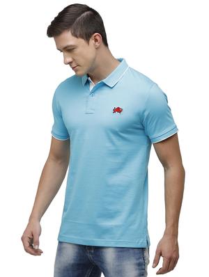blue solid polo t-shirt - 17613637 - Standard Image - 2