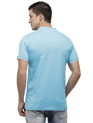 blue solid polo t-shirt - 17613637 - Standard Image - 3