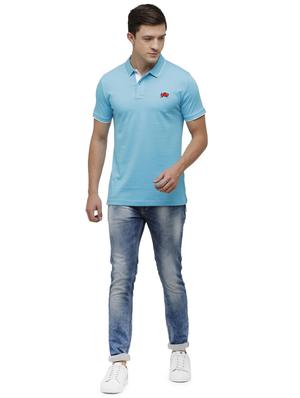 blue solid polo t-shirt - 17613637 - Standard Image - 4
