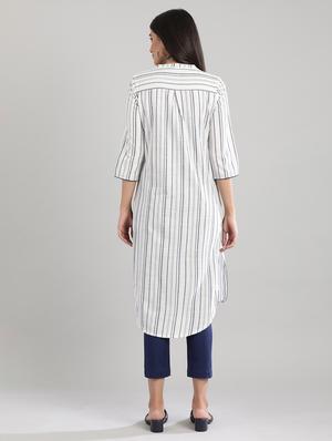 offwhite cotton straight kurta - 17613769 - Standard Image - 4