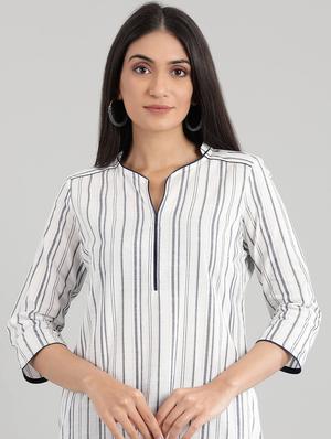 offwhite cotton straight kurta - 17613769 - Standard Image - 5