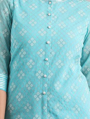 blue straight kurta - 17614137 - Standard Image - 4