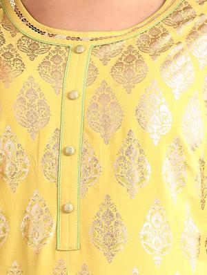 foil print asymmetric kurta - 17614150 - Standard Image - 4