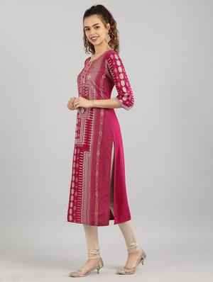 printed straight kurta - 17614164 - Standard Image - 2