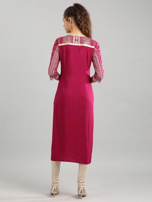printed straight kurta - 17614164 - Standard Image - 3