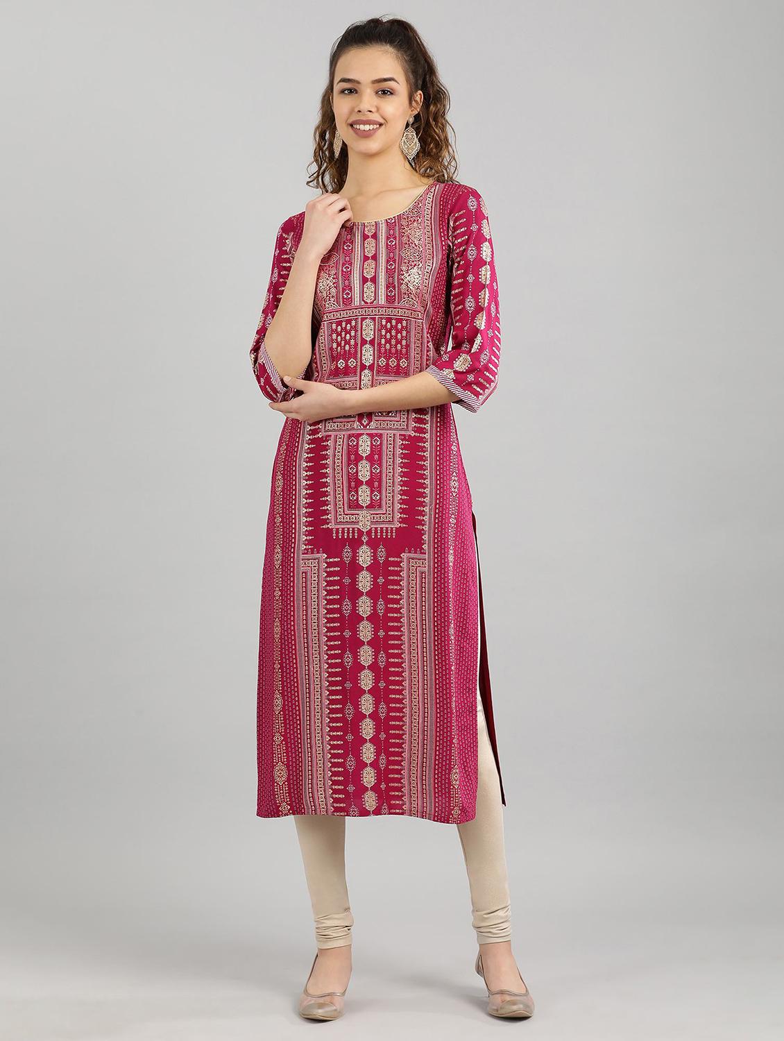 printed straight kurta - 17614164 - Zoom Image - 1