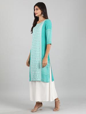 printed straight kurta - 17614169 - Standard Image - 2
