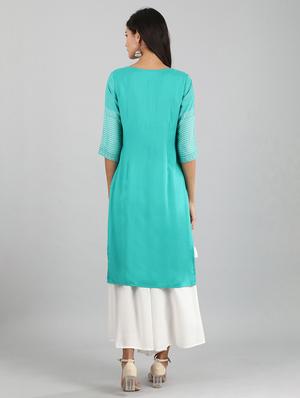 printed straight kurta - 17614169 - Standard Image - 3