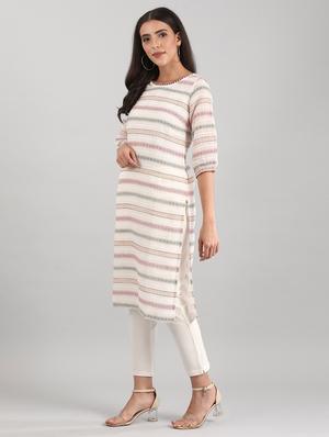 striped straight kurta - 17614177 - Standard Image - 2