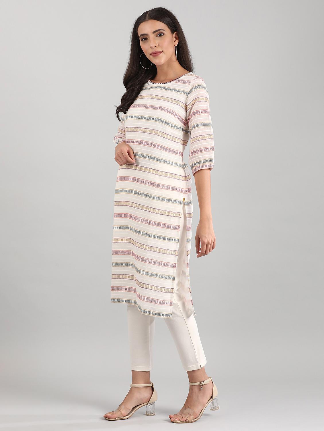 striped straight kurta - 17614177 - Zoom Image - 2
