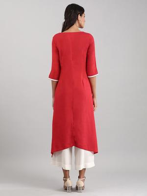 red viscose aline kurta - 17614179 - Standard Image - 3