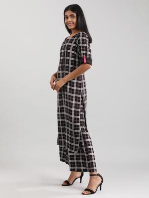 black viscose straight kurta - 17614194 - Standard Image - 2