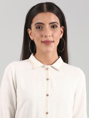 white viscose straight kurta - 17614197 - Standard Image - 4