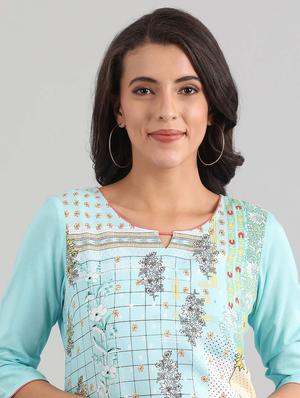 blue viscose straight kurta - 17614210 - Standard Image - 4