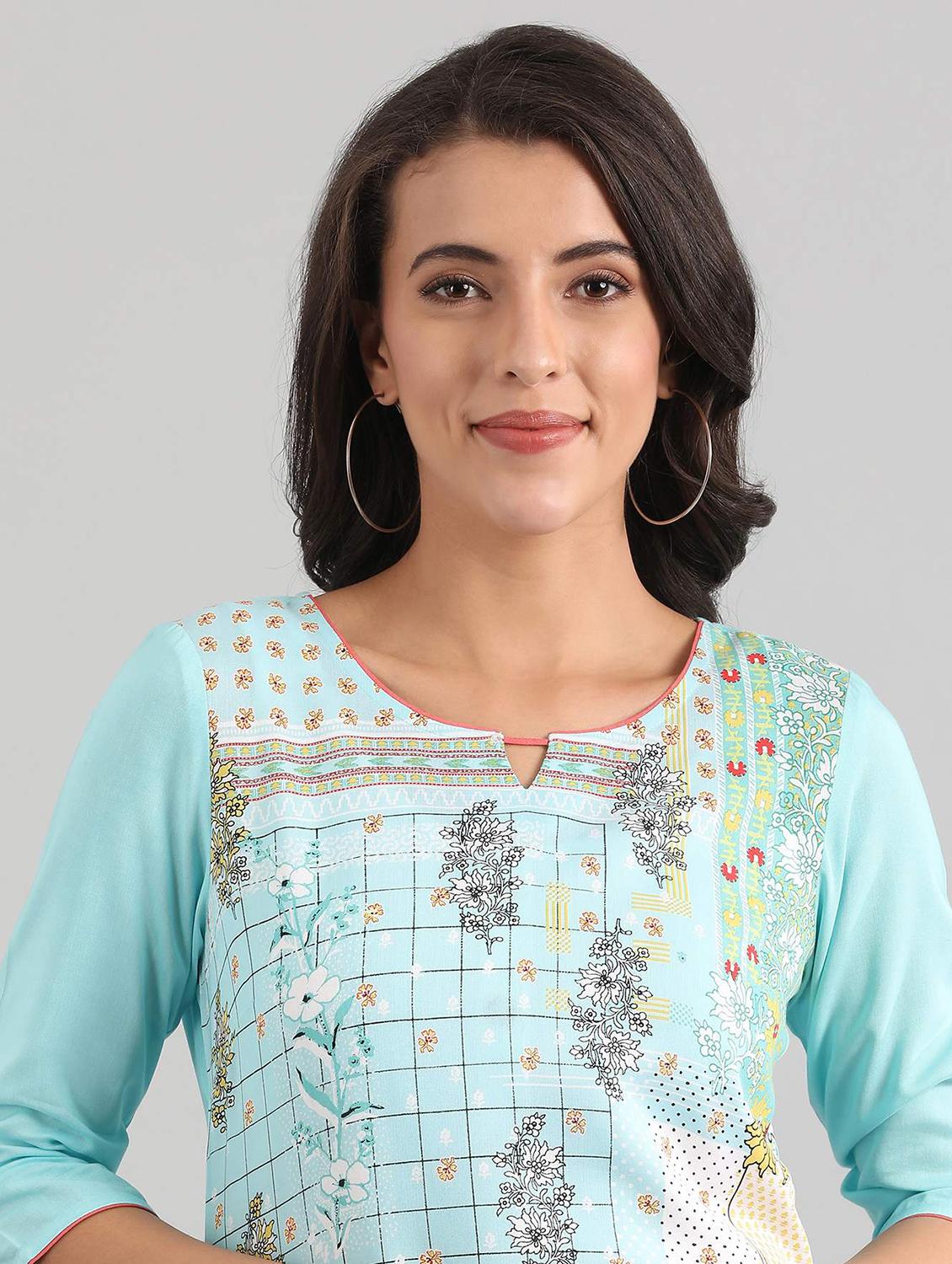 blue viscose straight kurta - 17614210 - Zoom Image - 4