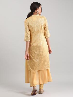 gold flared kurta - 17614239 - Standard Image - 3