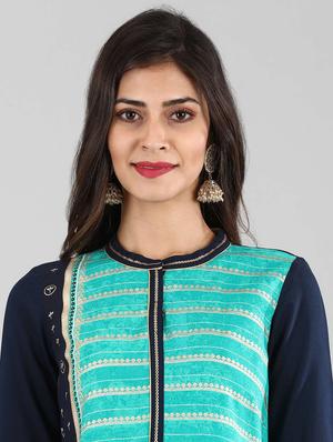 blue viscose straight kurta - 17614247 - Standard Image - 4