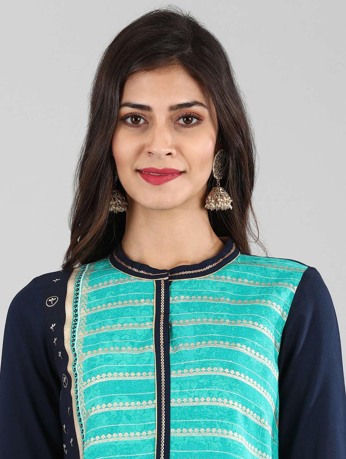 blue viscose straight kurta - 17614247 - Zoom Image - 4